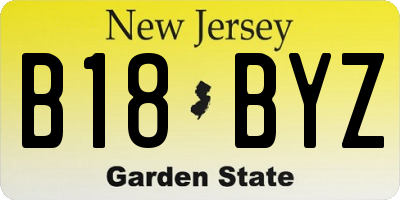 NJ license plate B18BYZ