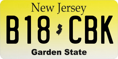 NJ license plate B18CBK