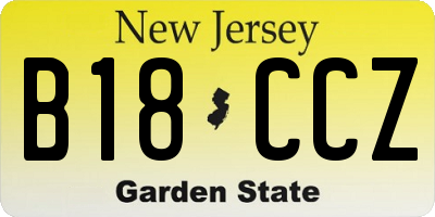 NJ license plate B18CCZ