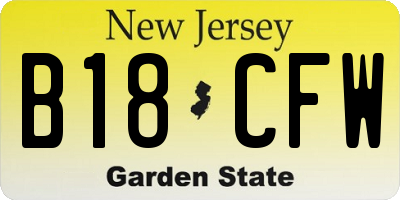 NJ license plate B18CFW