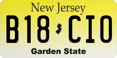 NJ license plate B18CIO