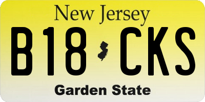 NJ license plate B18CKS