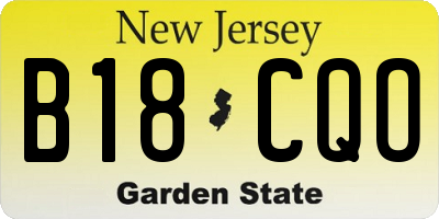 NJ license plate B18CQO