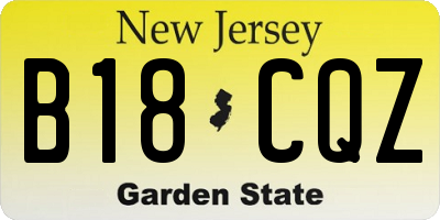NJ license plate B18CQZ