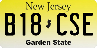 NJ license plate B18CSE