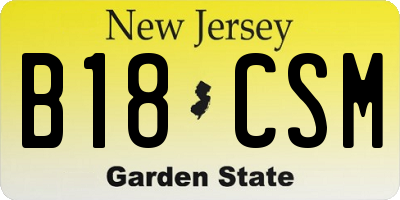 NJ license plate B18CSM