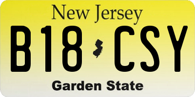 NJ license plate B18CSY