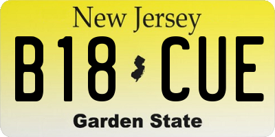 NJ license plate B18CUE