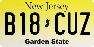 NJ license plate B18CUZ