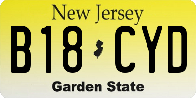 NJ license plate B18CYD