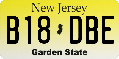 NJ license plate B18DBE