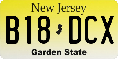 NJ license plate B18DCX