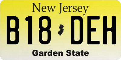 NJ license plate B18DEH
