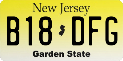 NJ license plate B18DFG