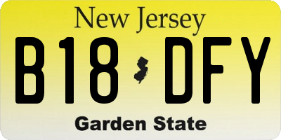 NJ license plate B18DFY