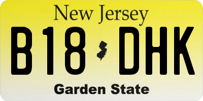 NJ license plate B18DHK