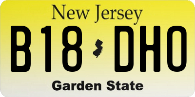 NJ license plate B18DHO