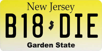 NJ license plate B18DIE