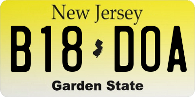 NJ license plate B18DOA