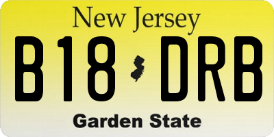 NJ license plate B18DRB