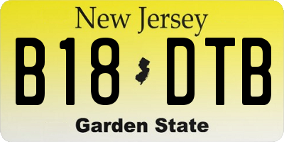 NJ license plate B18DTB