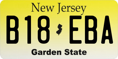 NJ license plate B18EBA