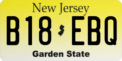 NJ license plate B18EBQ