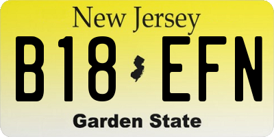 NJ license plate B18EFN