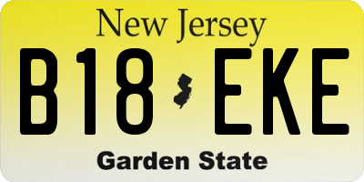 NJ license plate B18EKE