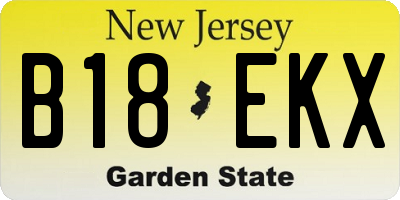 NJ license plate B18EKX