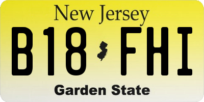 NJ license plate B18FHI