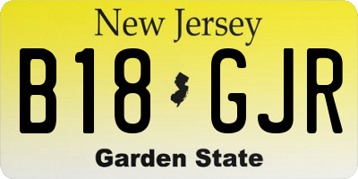 NJ license plate B18GJR