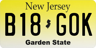 NJ license plate B18GOK