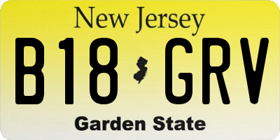 NJ license plate B18GRV