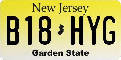 NJ license plate B18HYG