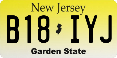 NJ license plate B18IYJ