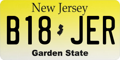NJ license plate B18JER