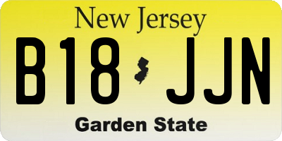 NJ license plate B18JJN