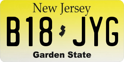NJ license plate B18JYG