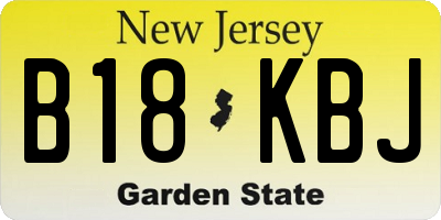 NJ license plate B18KBJ