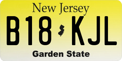 NJ license plate B18KJL