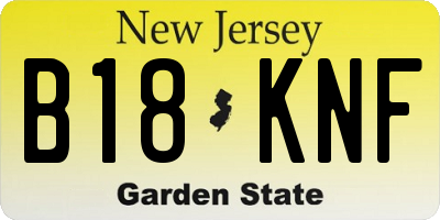 NJ license plate B18KNF