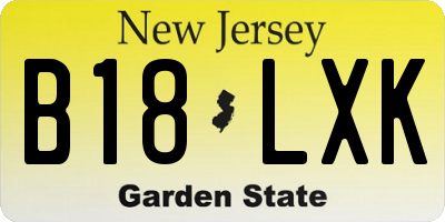 NJ license plate B18LXK