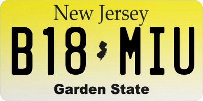 NJ license plate B18MIU