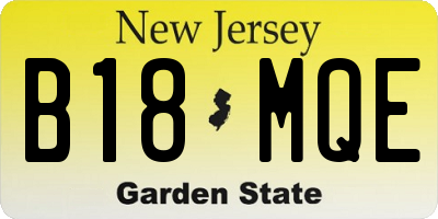 NJ license plate B18MQE