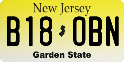 NJ license plate B18OBN