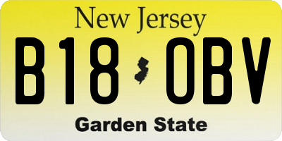 NJ license plate B18OBV
