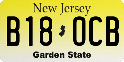 NJ license plate B18OCB
