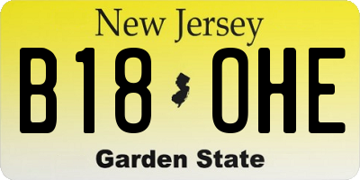 NJ license plate B18OHE