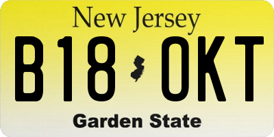 NJ license plate B18OKT